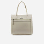 Cartera grere de cuero para mujer - Hueso