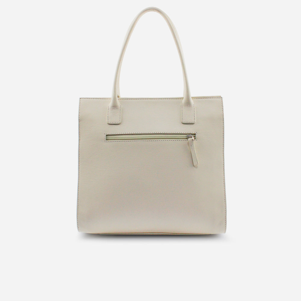 Cartera grere de cuero para mujer - Hueso