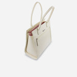 Cartera grere de cuero para mujer - Hueso