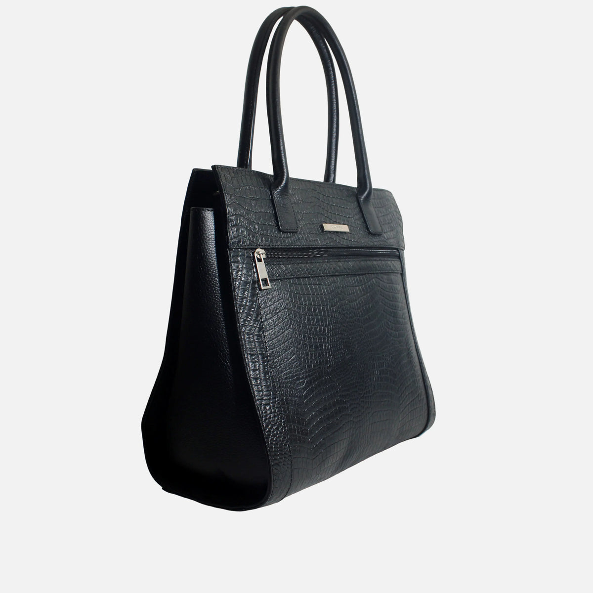 Cartera grere de cuero para mujer - Negro