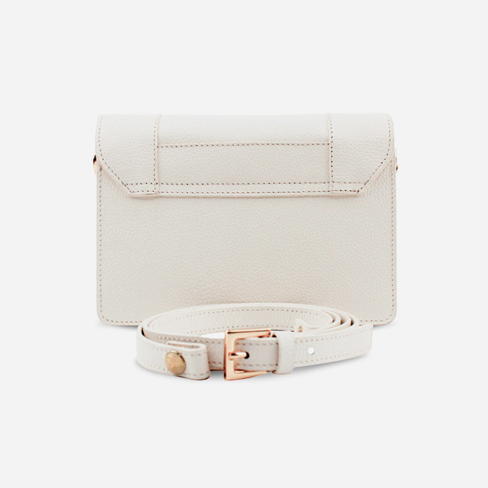 Bolso manos libres mirak de cuero para mujer - Blanco