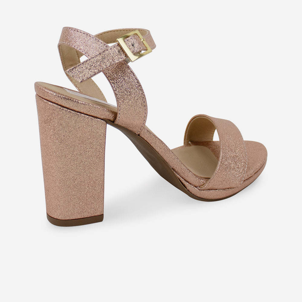 Sandalia tacon ukara de sintético para mujer - Cobre