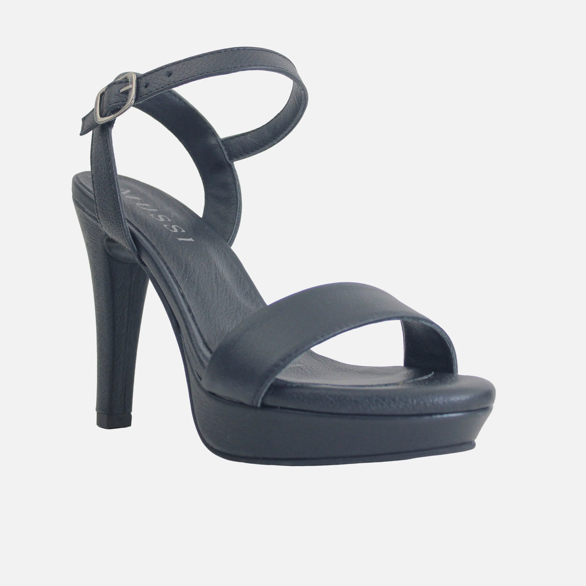 Sandalia tacon plataforma fadove de cuero para mujer - Negro