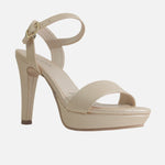 Sandalia tacon plataforma fadove de cuero para mujer - Oro