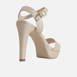 Sandalia tacon plataforma fadove de cuero para mujer - Oro