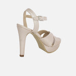 Sandalia tacon plataforma shaqen de cuero para mujer - Cobre