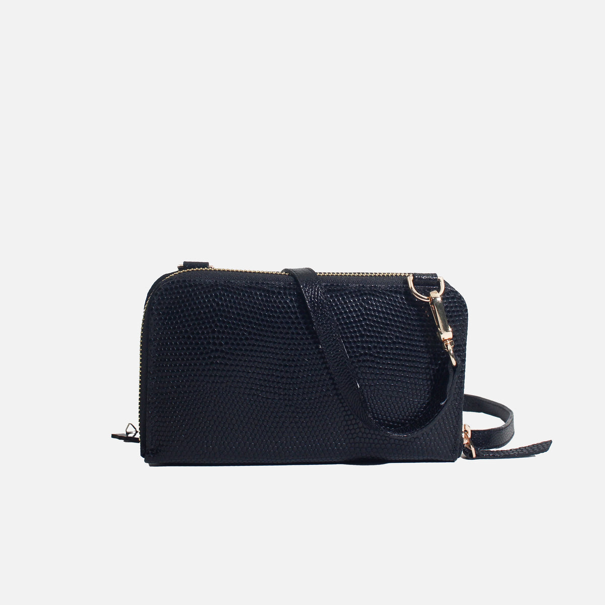 Billetera liona de cuero para mujer - Negro