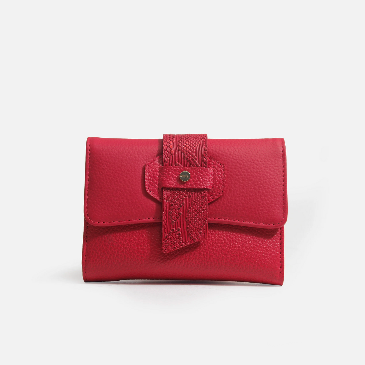 Billetera jara de cuero para mujer - Rojo