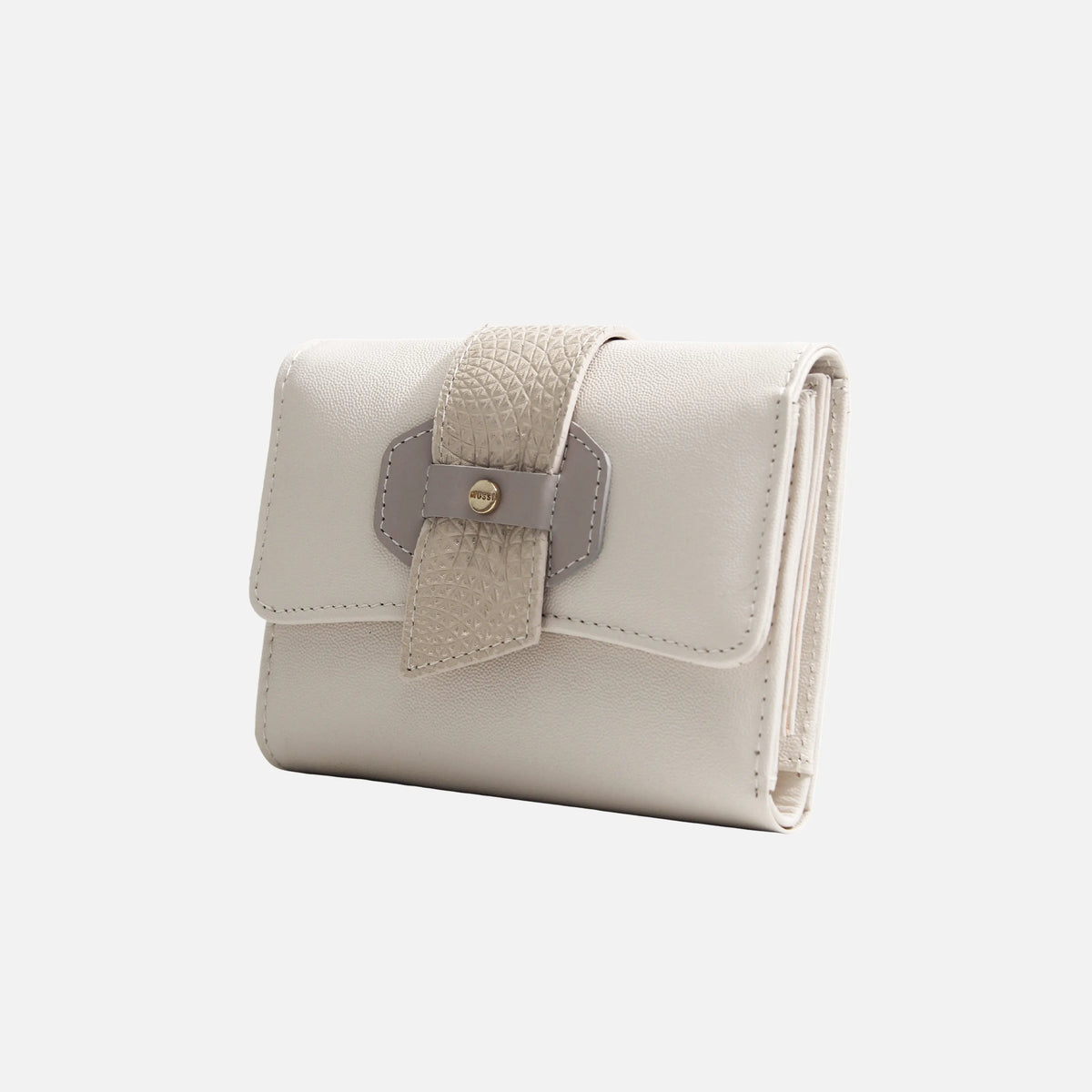 Billetera jara de cuero para mujer - Hueso