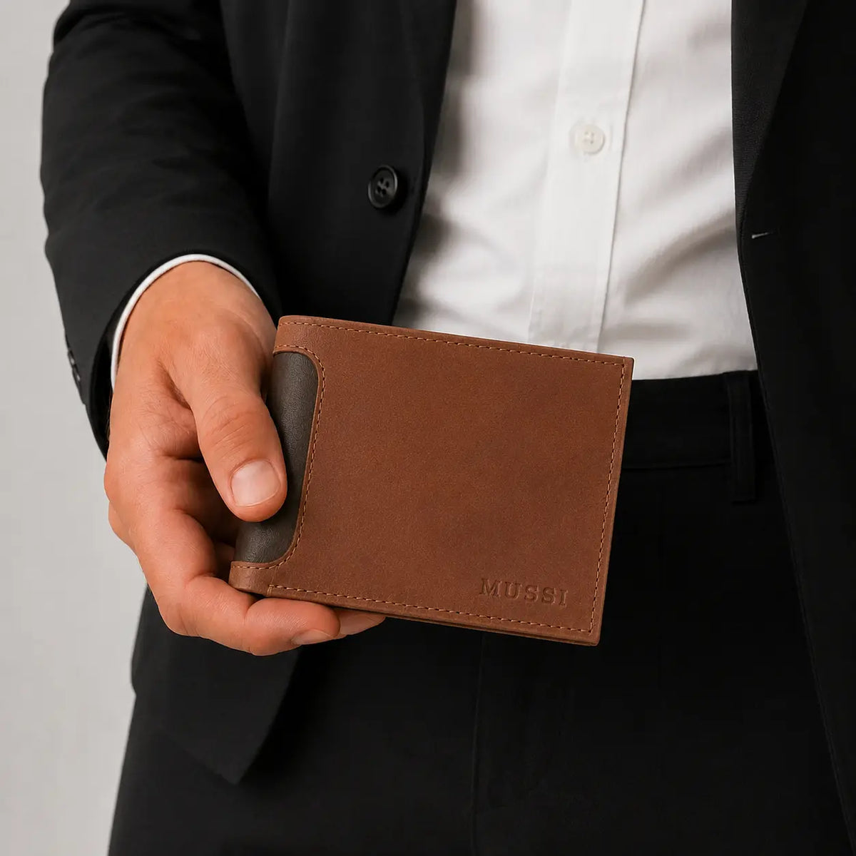 Billetera briston de cuero para hombre - Miel