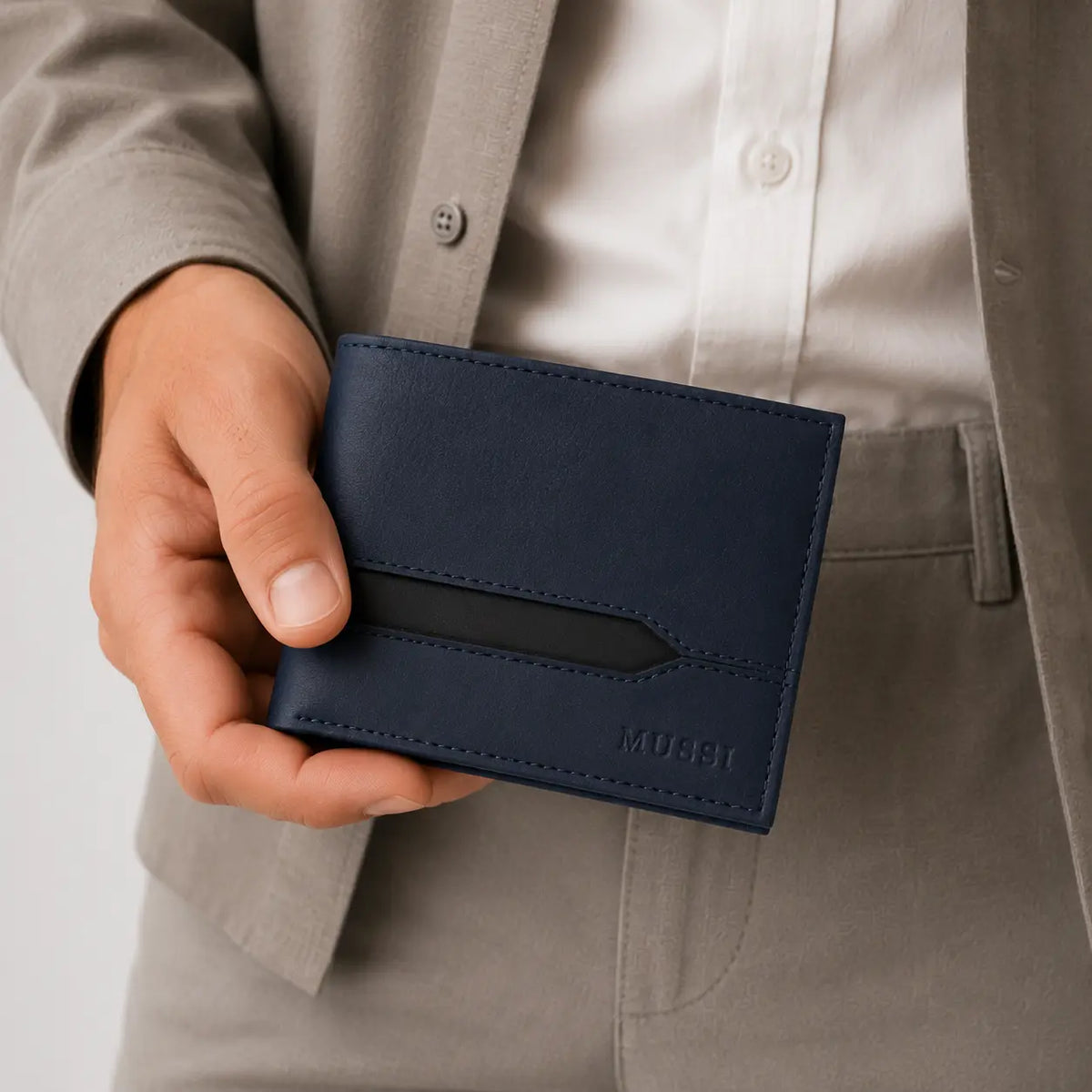 Billetera rocco de cuero para hombre - Azul