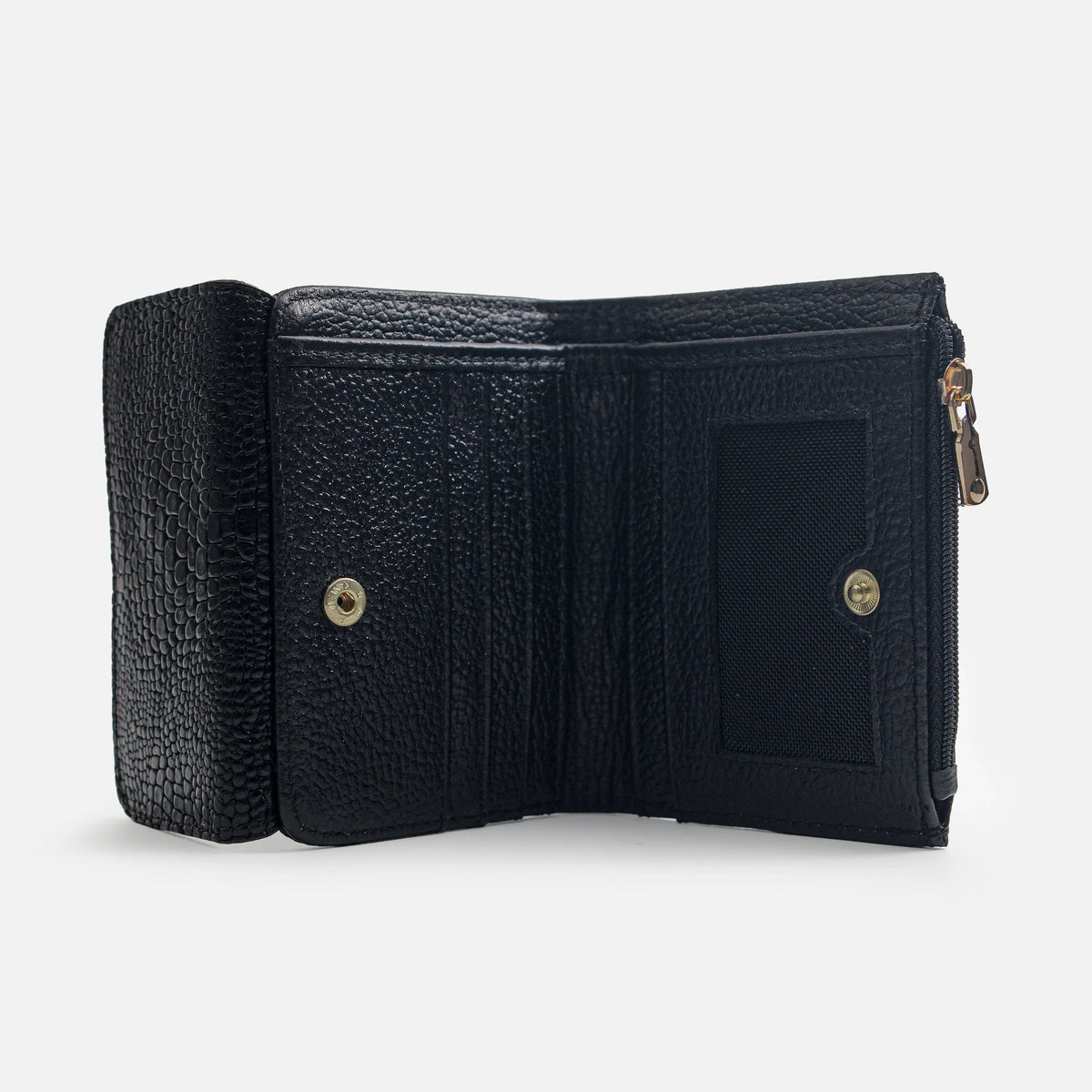 Billetera lavanda de cuero para mujer - Negro