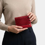 Billetera lavanda de cuero para mujer - Rojo