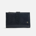 Billetera anemona de cuero para mujer - Negro