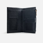 Billetera anemona de cuero para mujer - Negro