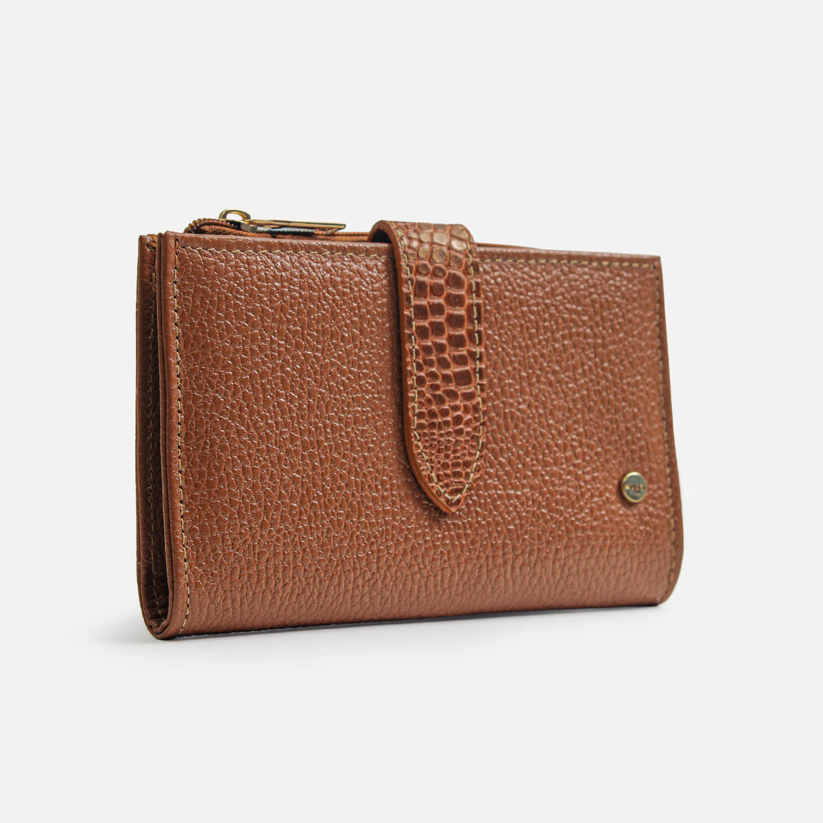 Billetera anemona de cuero para mujer - Miel