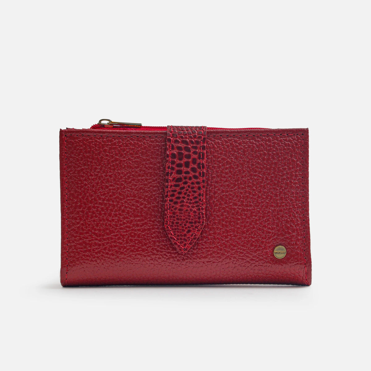 Billetera anemona de cuero para mujer - Rojo