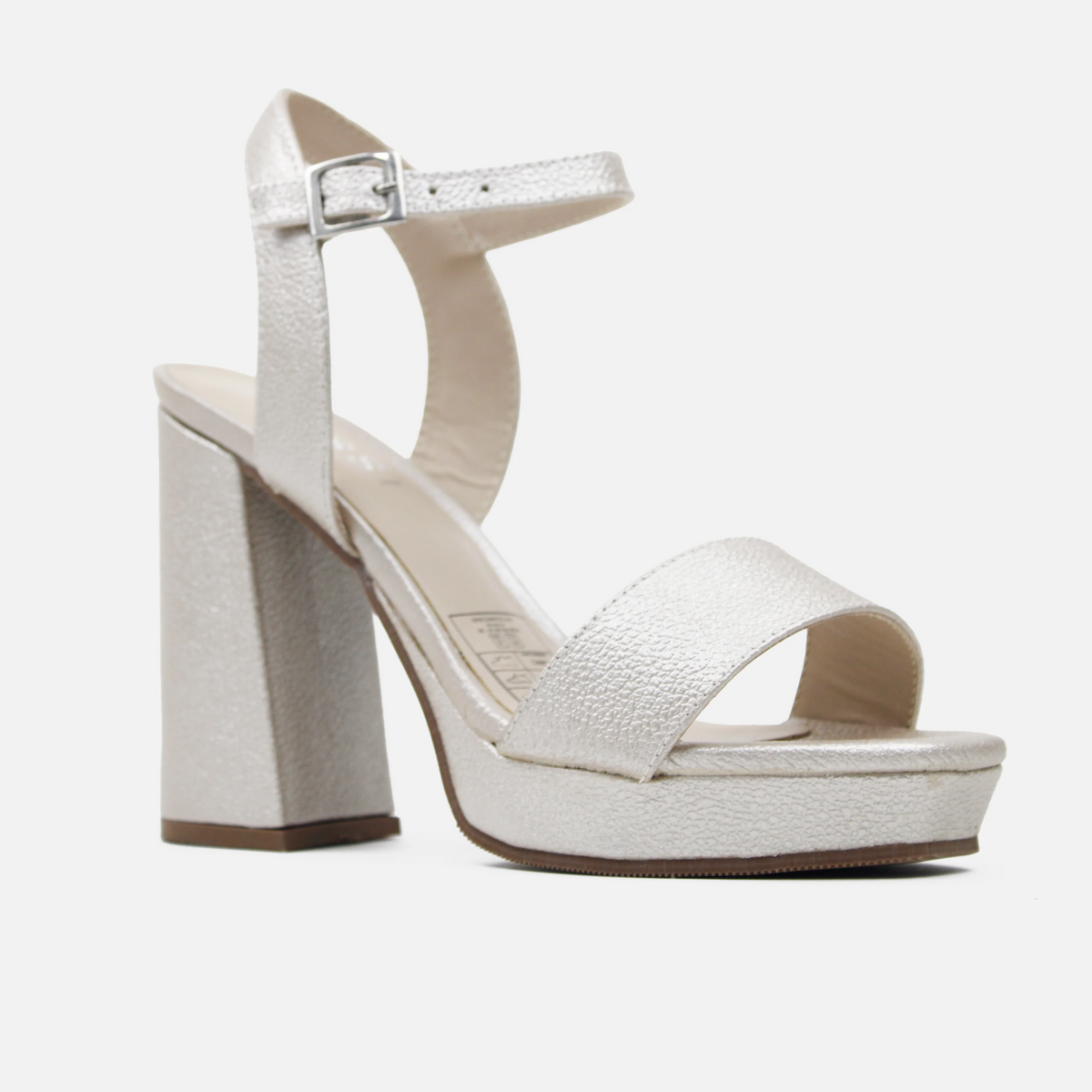 Sandalia tacon plataforma leira de cuero para mujer - Oro