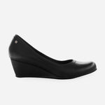 Baleta tacon corrido lila de cuero para mujer - Negro