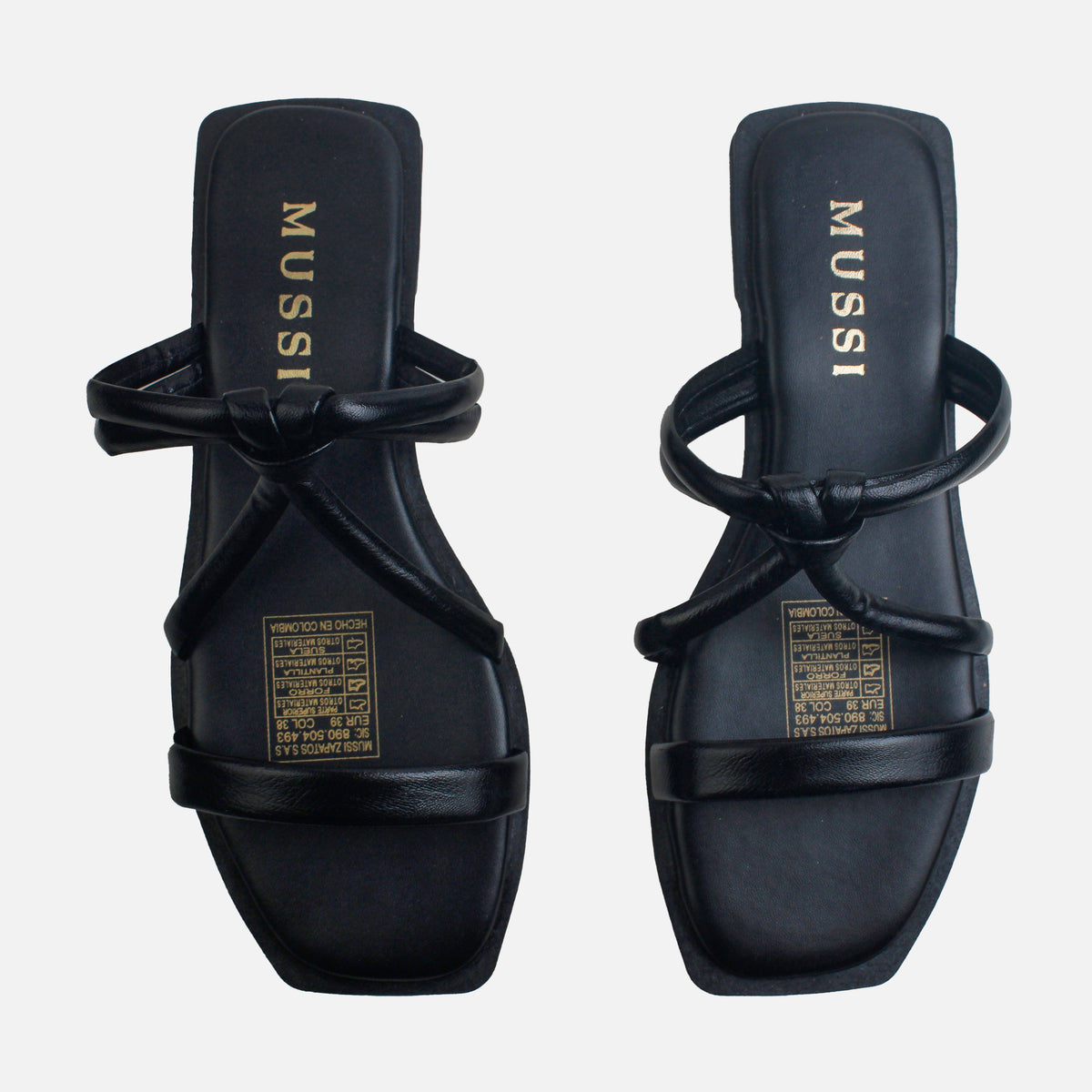 Sandalia plana orazia de sintético para mujer - Negro