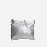 Bolso manos libres deniz de cuero para mujer - Plateado