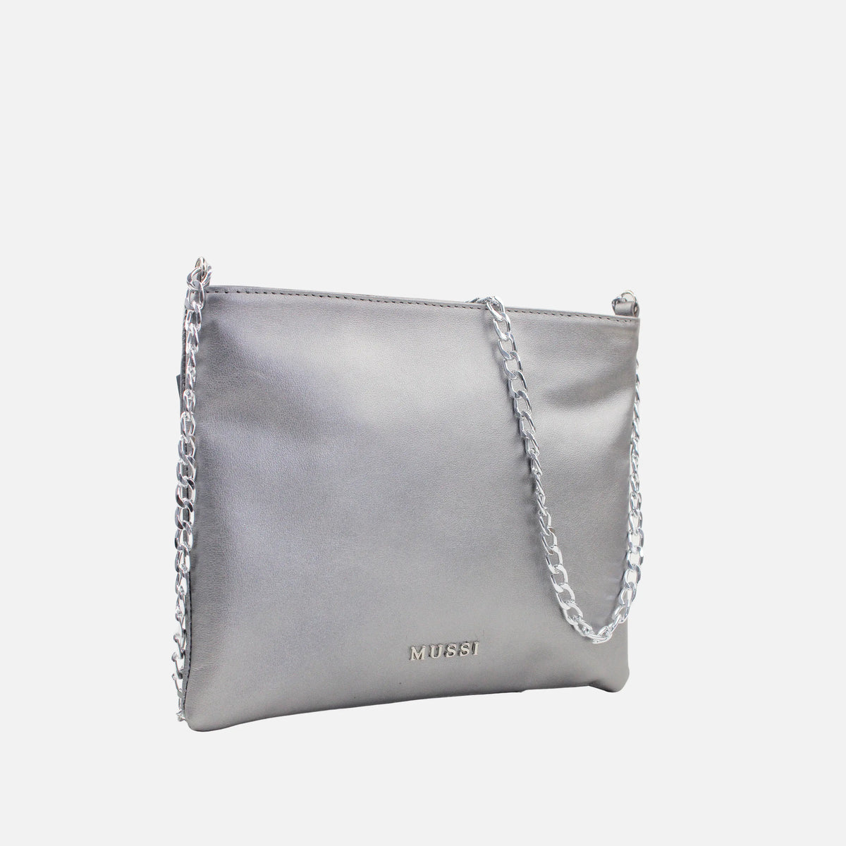 Bolso manos libres deniz de cuero para mujer - Plateado