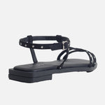 Sandalia plana lita de sintético para mujer - Negro