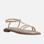 Sandalia plana lita de sintético para mujer - Oro