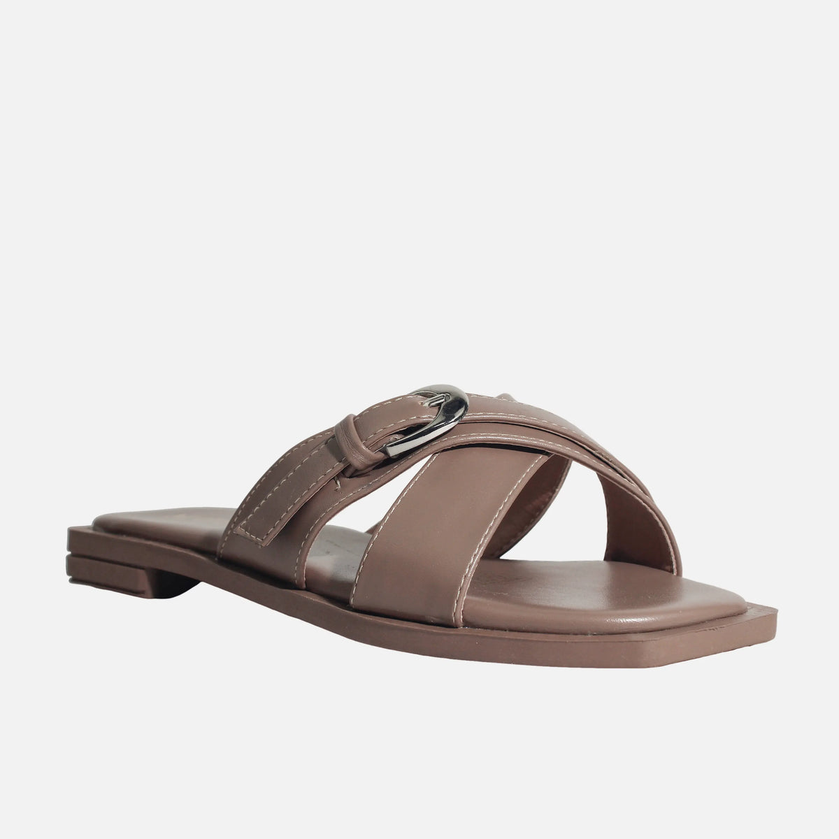 Sandalia plana maris de sintético para mujer - Taupe