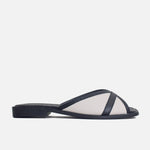 Sandalia plana sharon de cuero para mujer - Negro