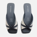 Sandalia plana sharon de cuero para mujer - Negro