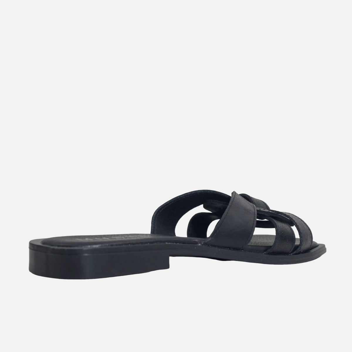 Sandalia plana steven de cuero para mujer - Negro