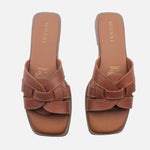 Sandalia plana steven de cuero para mujer - Miel