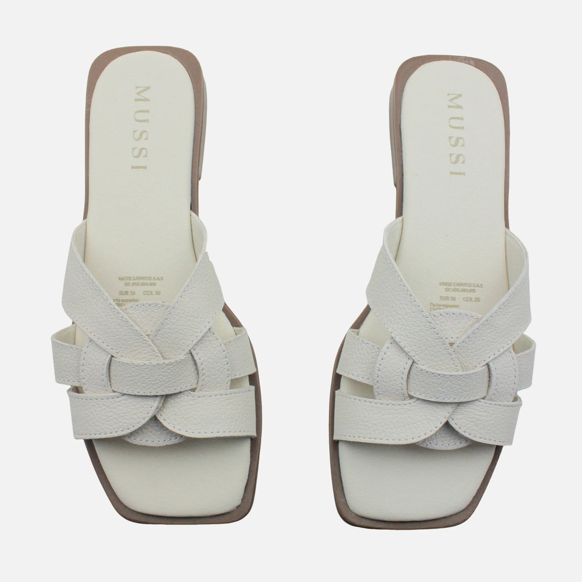 Sandalia plana steven de cuero para mujer - Hueso