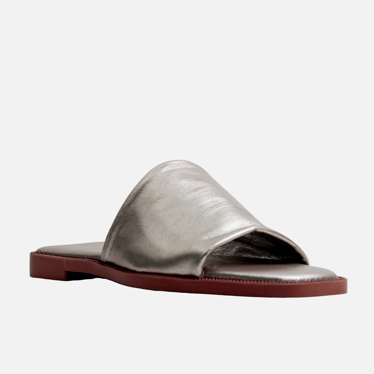 Sandalia plana vivian de cuero para mujer - Bronce