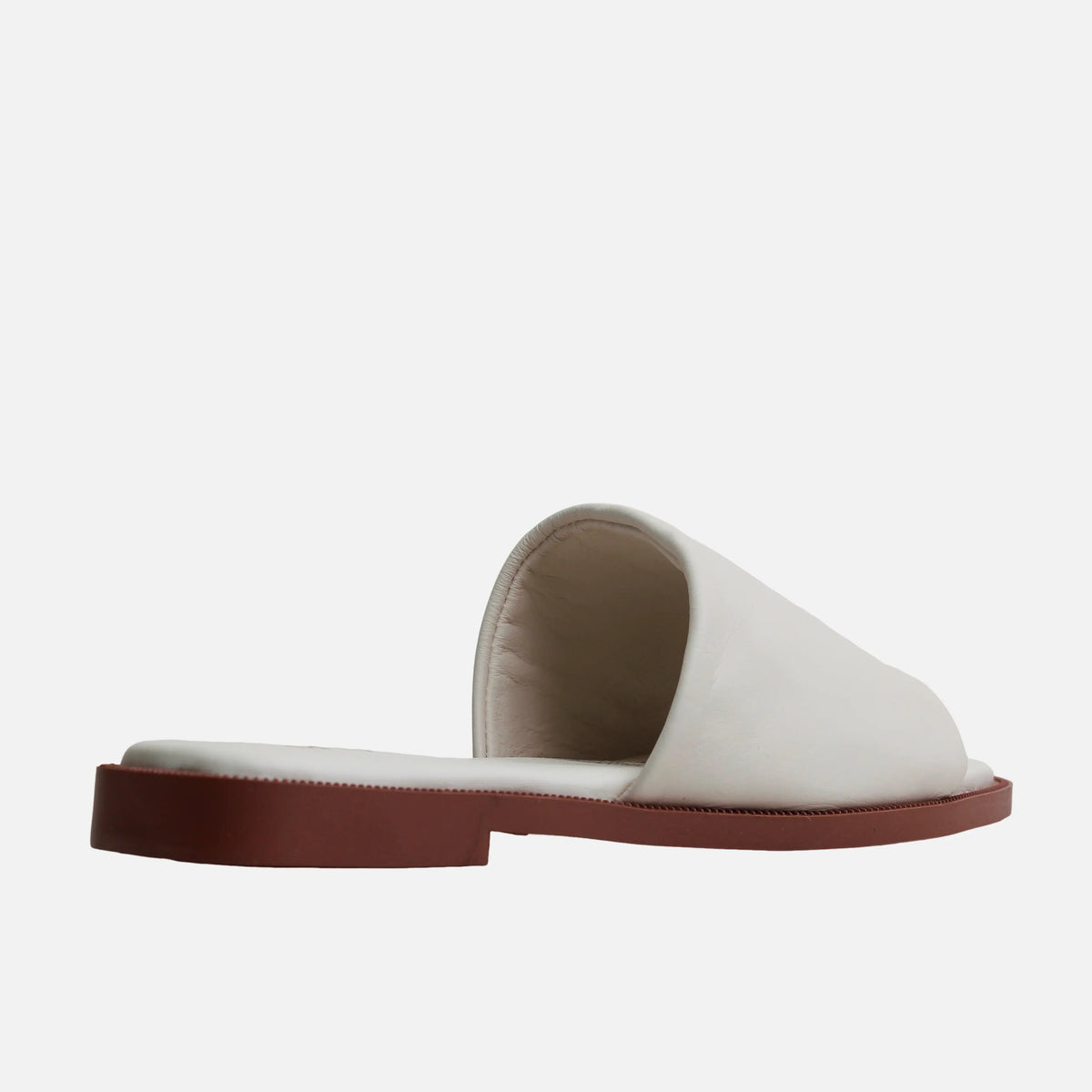 Sandalia plana vivian de cuero para mujer - Hueso