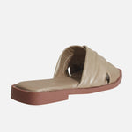 Sandalia plana smeralda de cuero para mujer - Oro