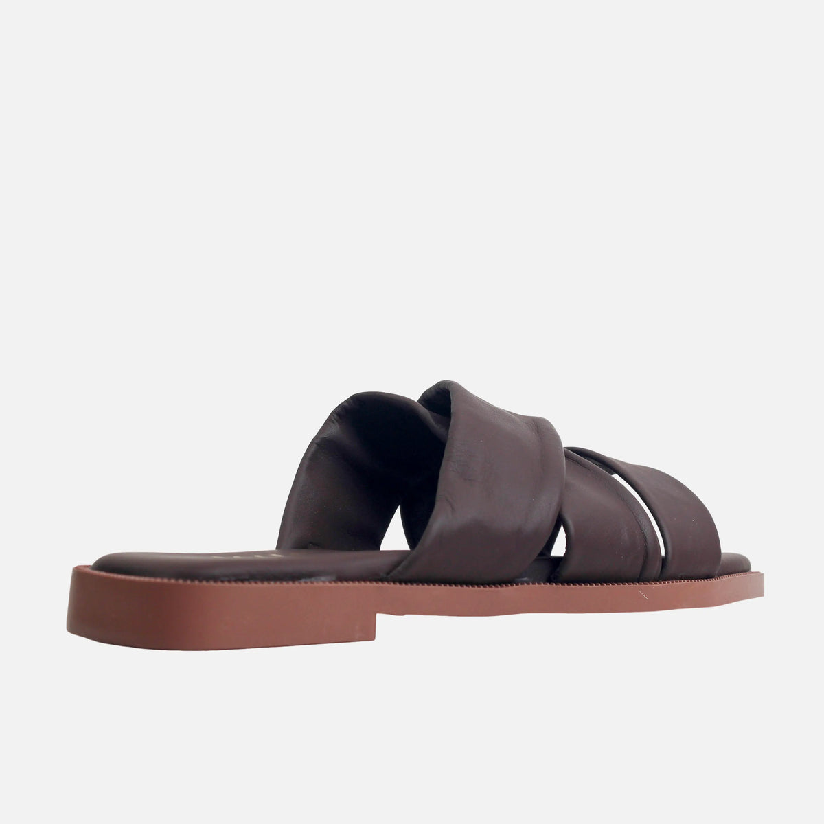 Sandalia plana vivian de cuero para mujer - Café