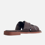 Sandalia plana vivian de cuero para mujer - Café