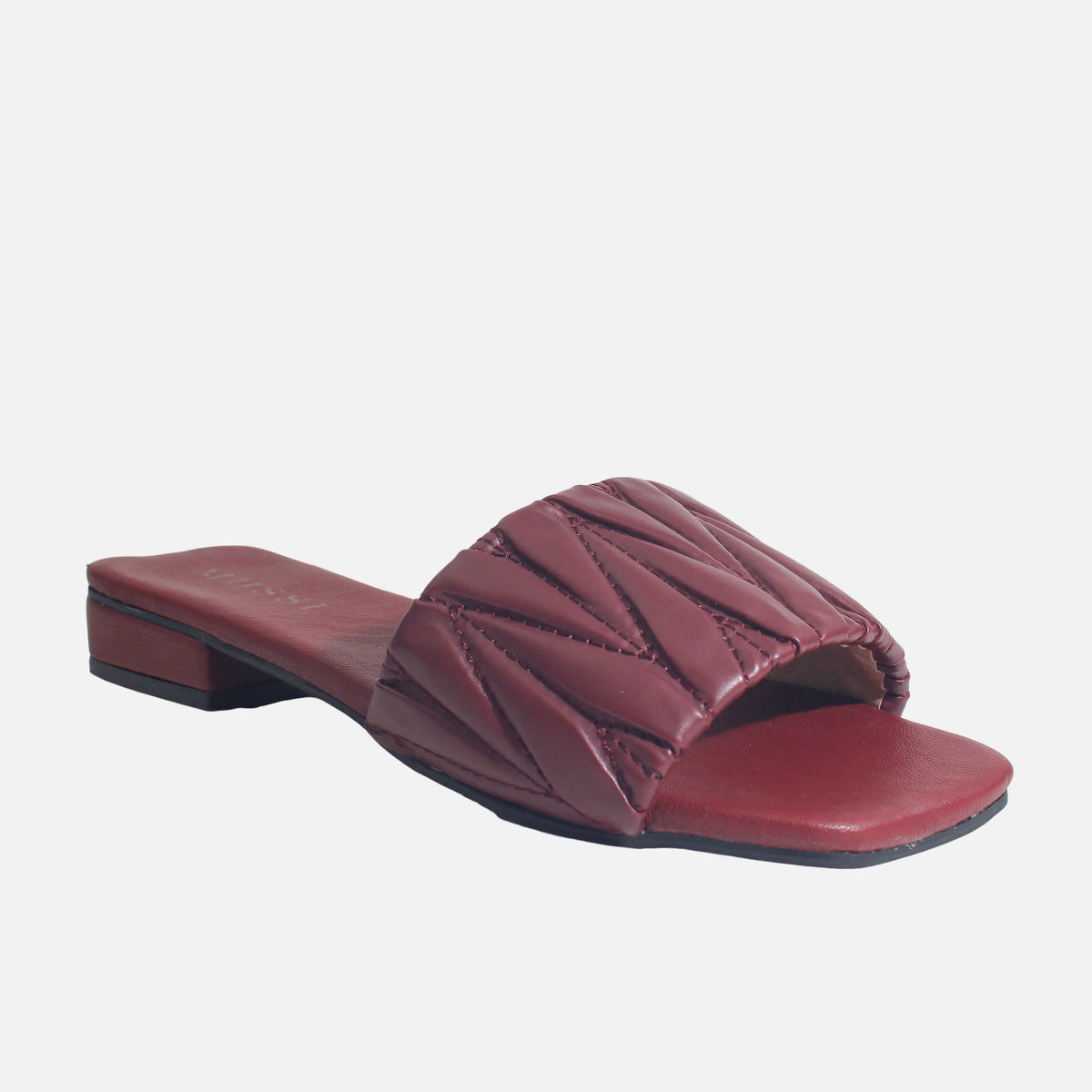 Sandalia plana piera de cuero para mujer - Vino