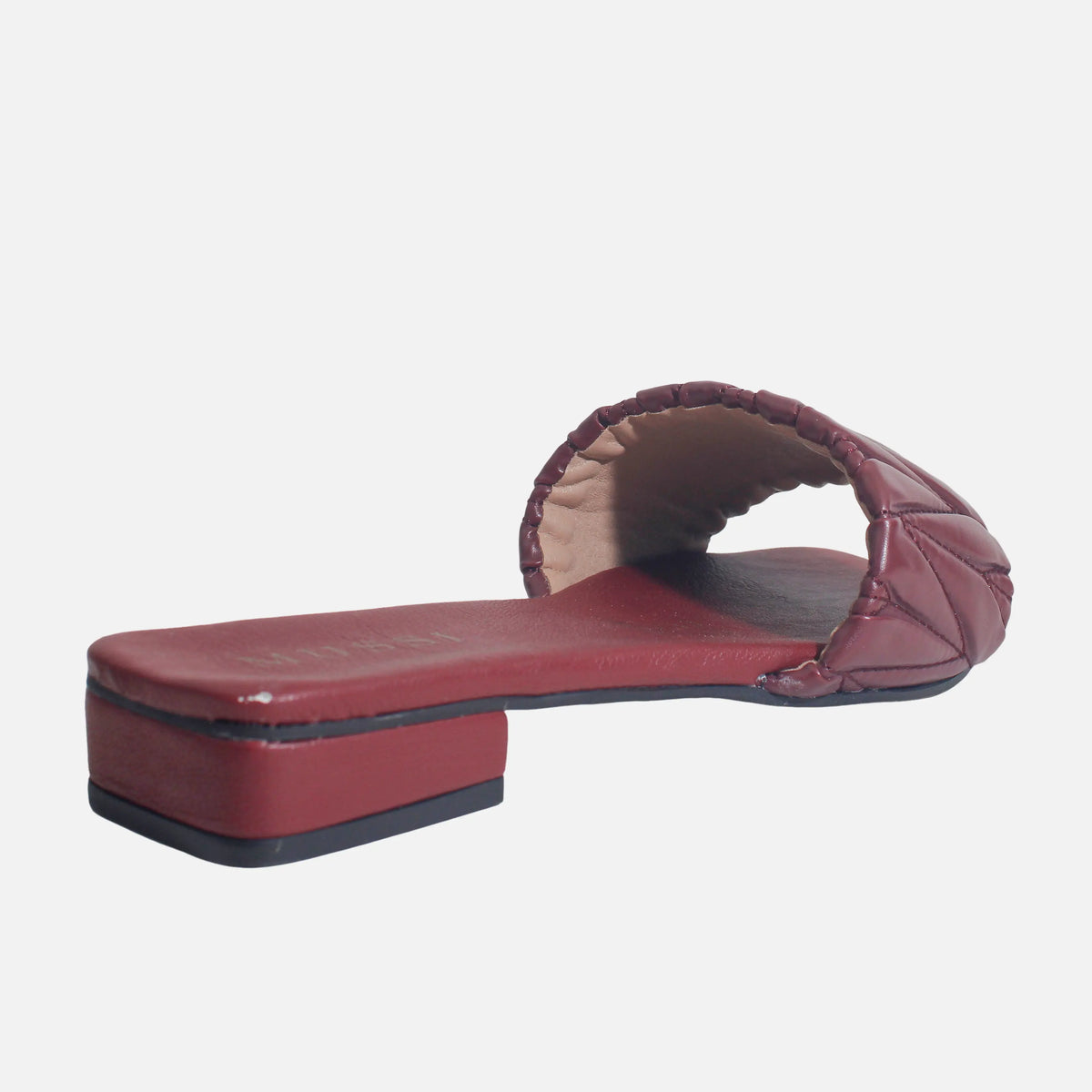 Sandalia plana piera de cuero para mujer - Vino