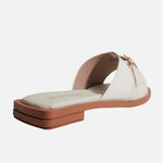 Sandalia plana iliana de sintético para mujer - Hueso