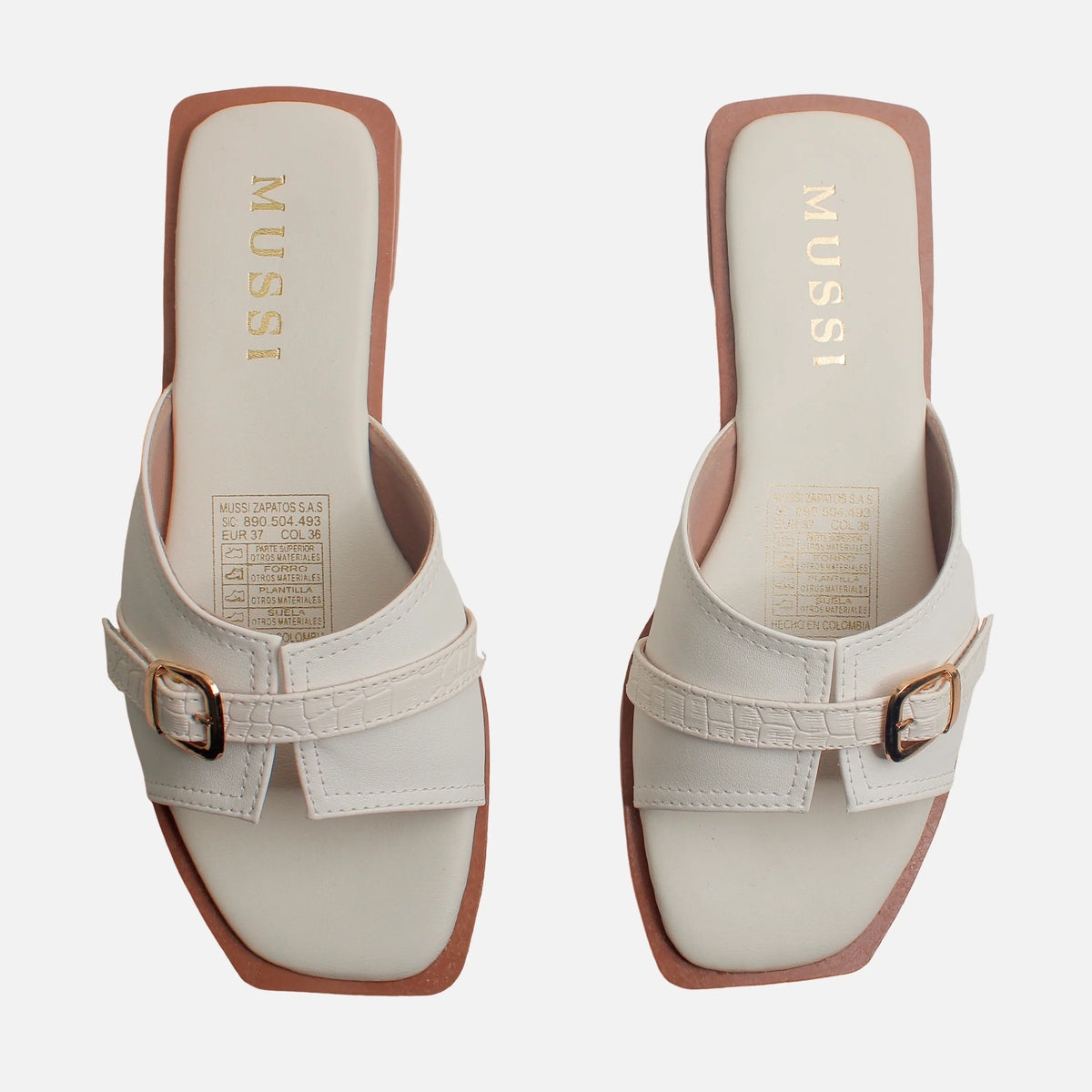 Sandalia plana iliana de sintético para mujer - Hueso