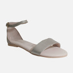 Sandalia plana marianna de cuero para mujer - Oro