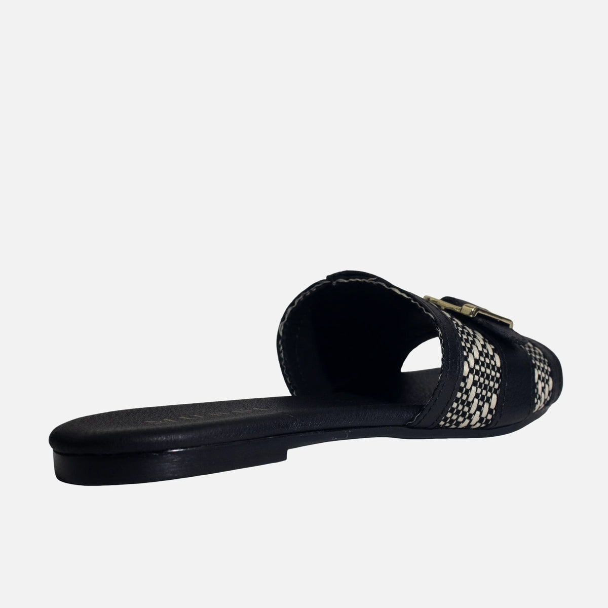 Sandalia plana dalia de cuero para mujer - Negro