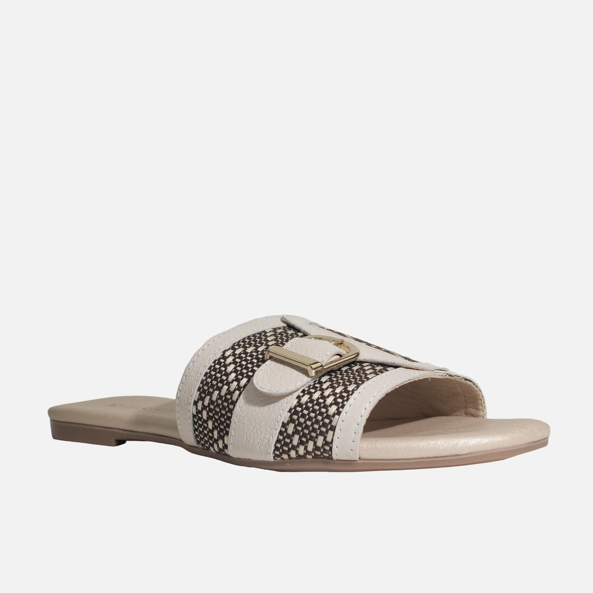 Sandalia plana dalia de cuero para mujer - Hueso