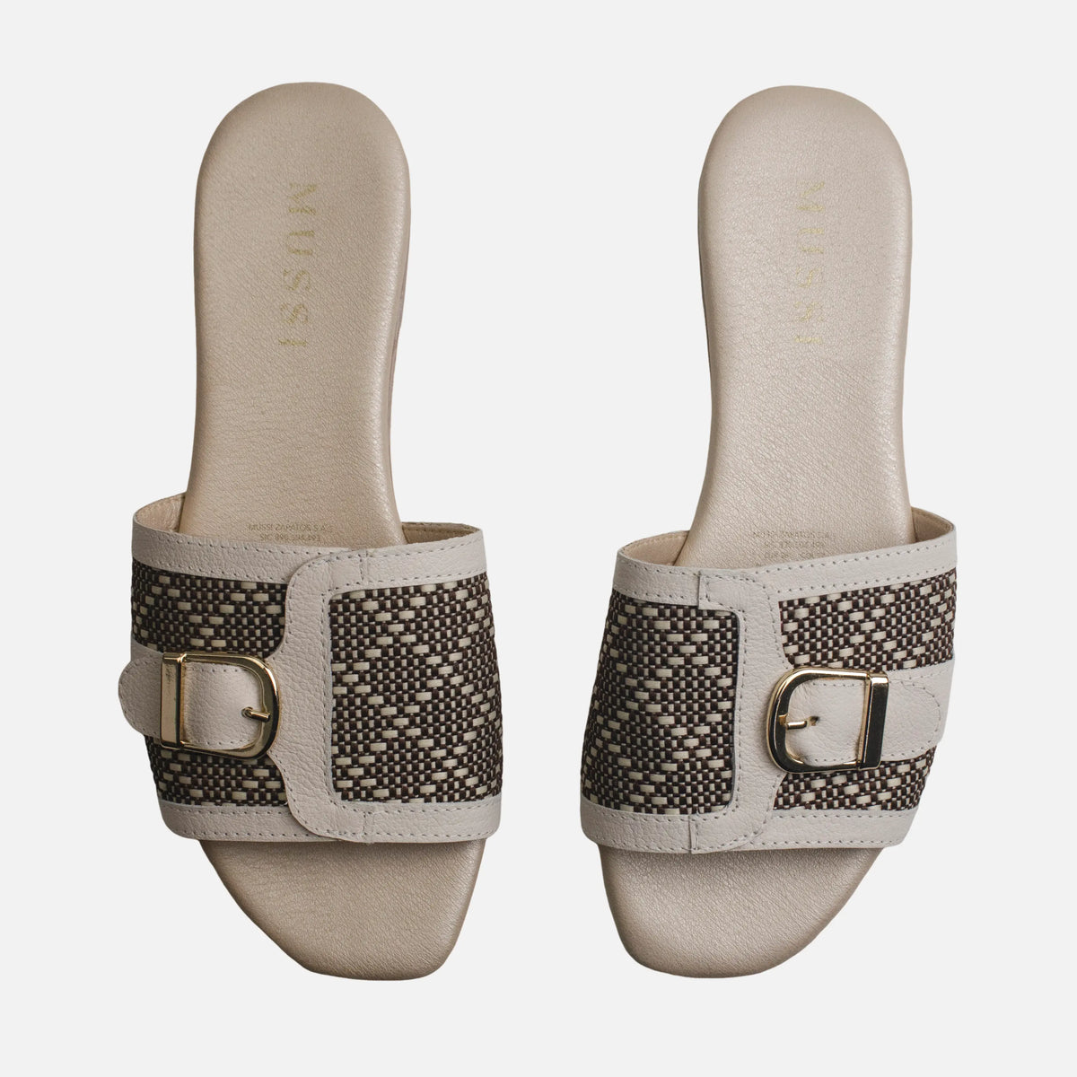 Sandalia plana dalia de cuero para mujer - Hueso