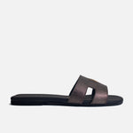 Sandalia plana bianca de cuero para mujer - Bronce