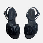 Sandalia plana innis de cuero para mujer - Negro