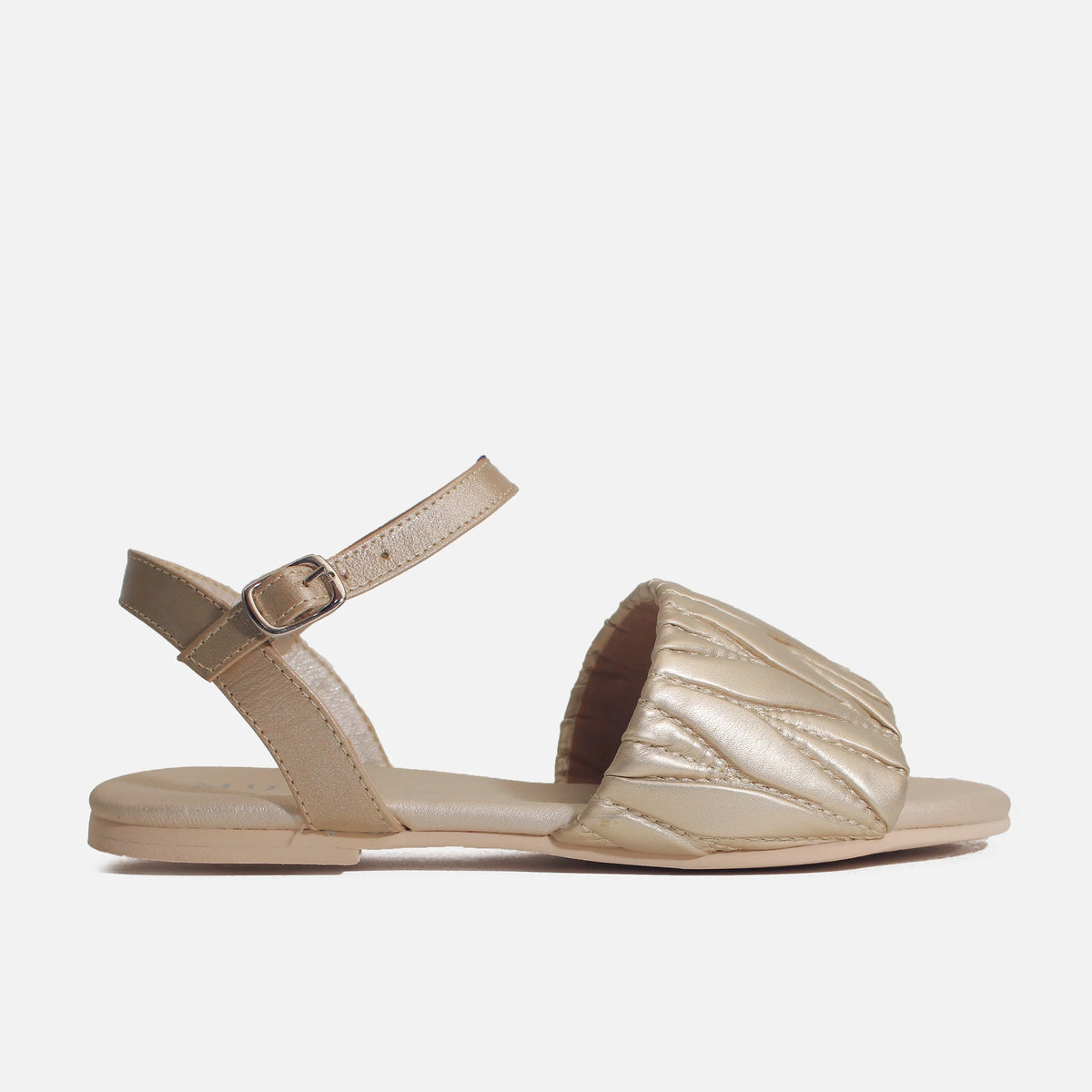 Sandalia plana innis de cuero para mujer - Oro